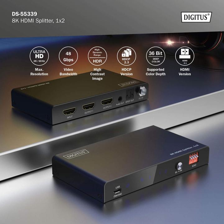Image du produit Digitus Splitter HDMI 8K, 1x2