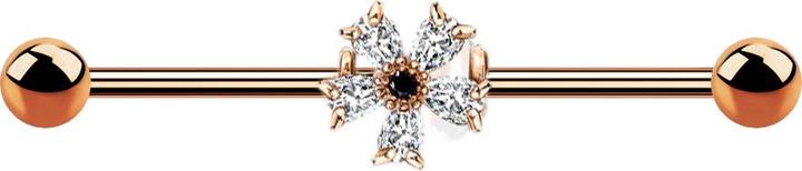 Immagine prodotto Star Piercing Barbell rosegold mit Kristallblume (Acciaio chirurgico 316L, Ottone)