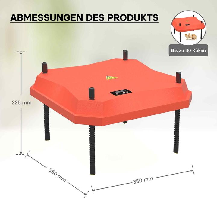 Immagine prodotto Fudajo 35x35cm Piastra di riscaldamento per l'allevamento dei pulcini 25W con termostato per 25-30 pulcini (50 W)