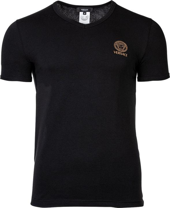 Versace T-Shirt Short Sleeves V Neck Jersey Topeka Bi-Stretch Cotton Organic New Logo