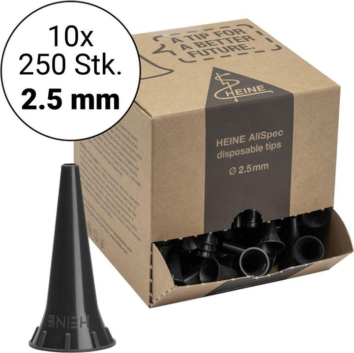 Heine AllSpec Einweg-Tips 2.5 mm - 10x 250 Otoskop-Trichter