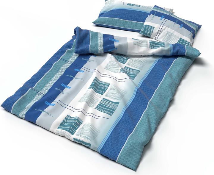 Image du produit Lotus Bettwaren Parure de lit Jersey Amalfi bleu (Housse de couette, 160 x 210 cm)