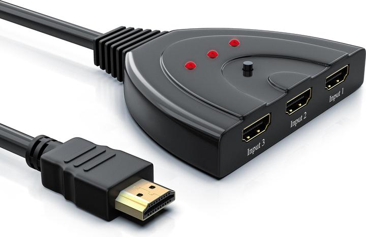 Produktbild CSL 3 Port HDMI Switch Full HD 1080p, automatische Umschaltung / 3D / HDCP / CEC