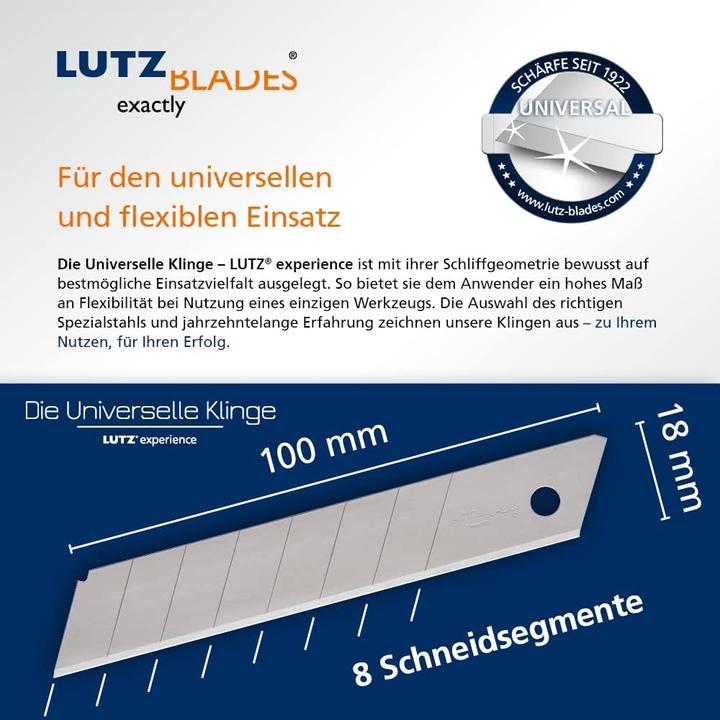 Produktbild Lutz Blades Universal Abbrechklingen-Set (50 Stück, 18mm) (Ersatzklinge)