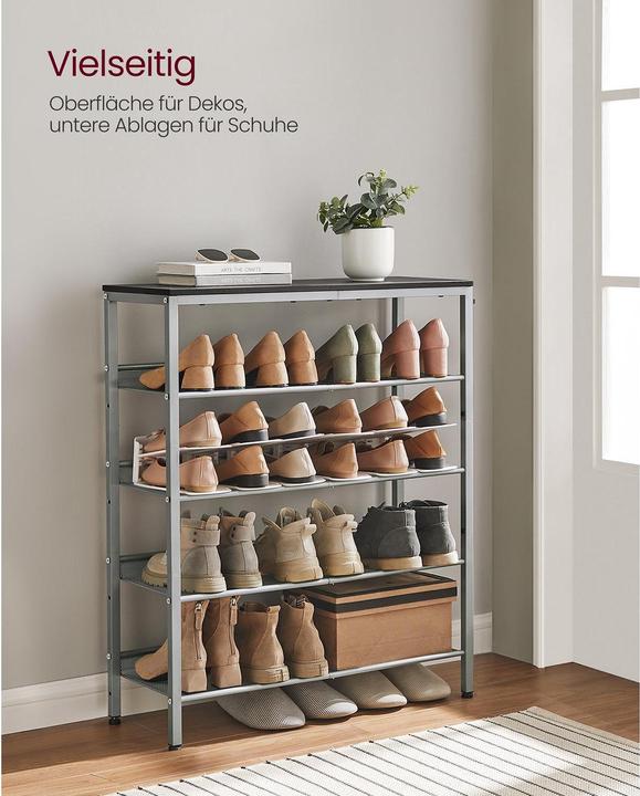 Image du produit Vasagle Étagère à chaussures argentée, noire 75,0 x 28,0 x 93,0 cm