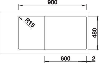 Actual product image Blanco Sona XL 6 S (Fitted sink, 100 cm, 50 cm)