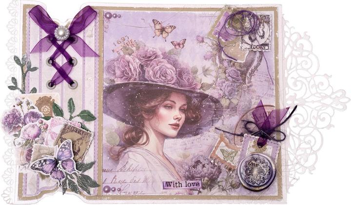 Actual product image art by marlene Wax Stamp "Embellished Butterfly"