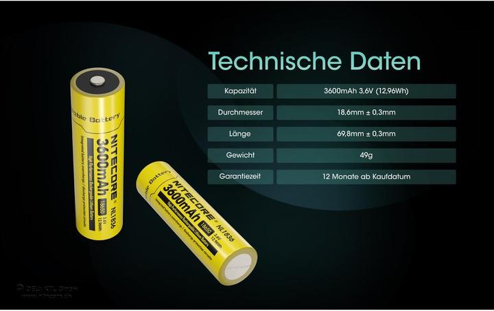 Actual product image Nitecore Li-Ion battery type 18650 - 3600mAh - NL1836