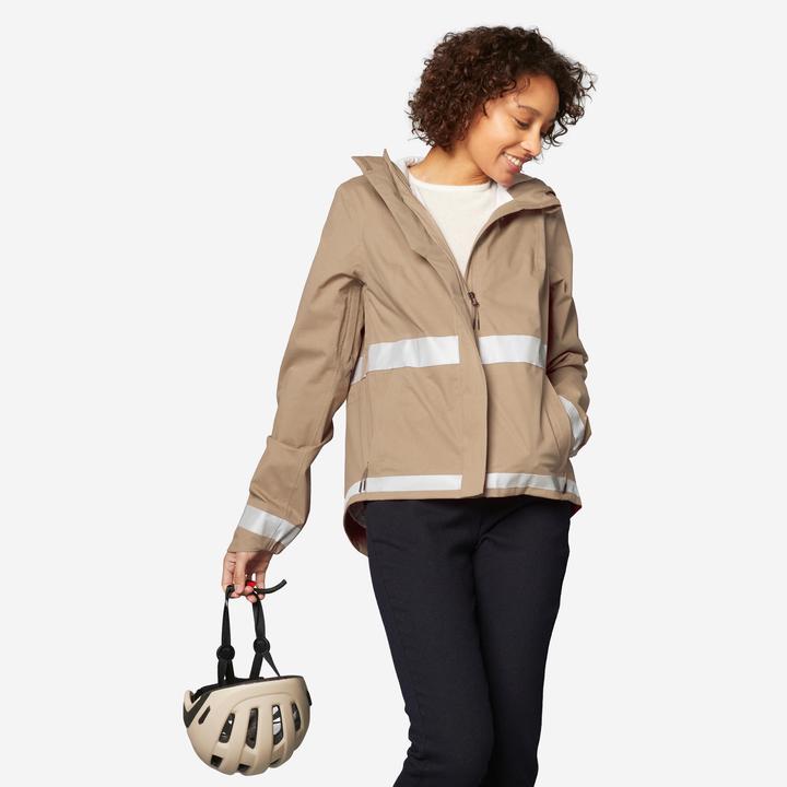 Image du produit Btwin Veste pluie velo ville visibilite nuit 540 femme beige (S)