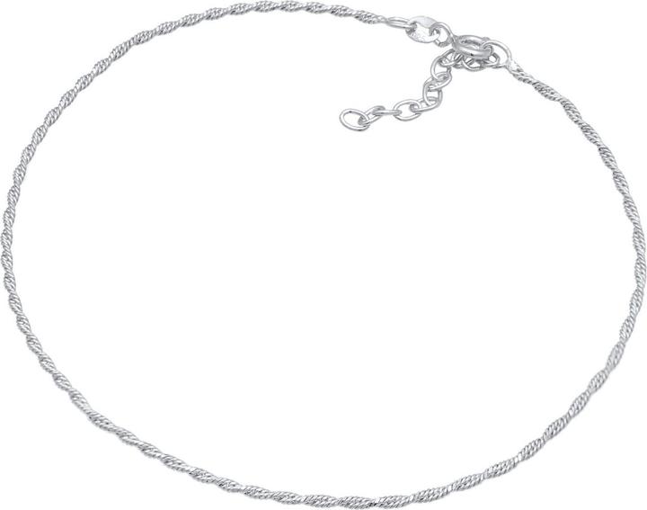 Elli Fussschmuck Kordelkette Gedreht Basic Zeitlos 925 Silber (925er Sterling Silber, 25 cm)
