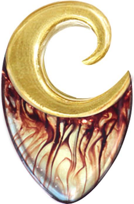Produktbild Star Piercing Ohrgewicht Spirale vergoldet Lava Epoxy transparent (Organisch, Messing)