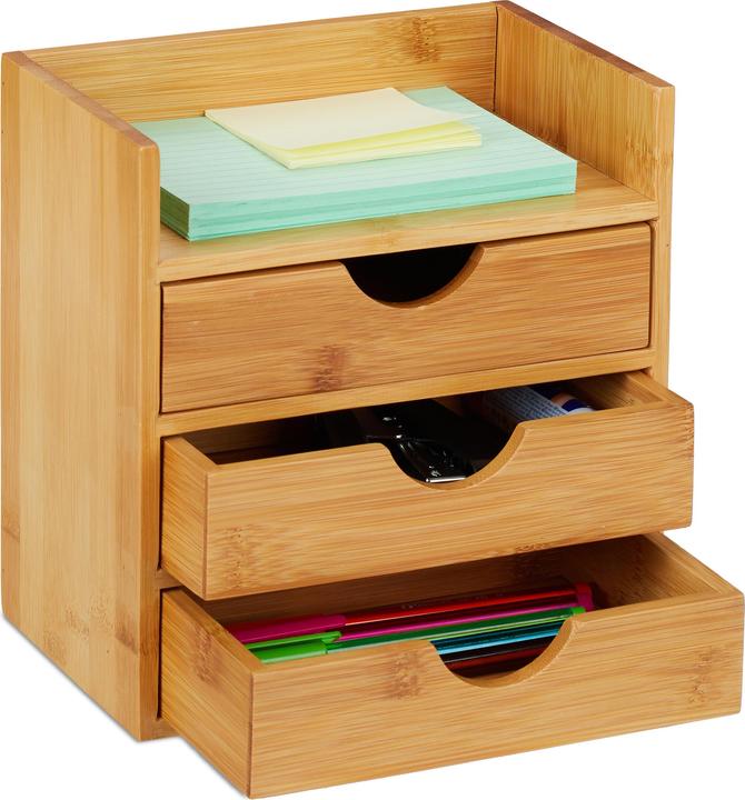 Actual product image Relaxdays Bamboo Desktop Organizer, 3 Drawers