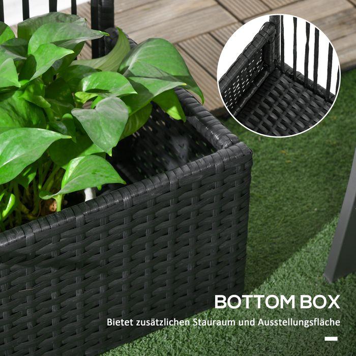 Produktbild Swisshandel24 Polyrattan Hochbeet mit Rankgitter, Blumenkasten, Pflanzenkasten, Blumenbeet, Schwarz, 103x103x29cm