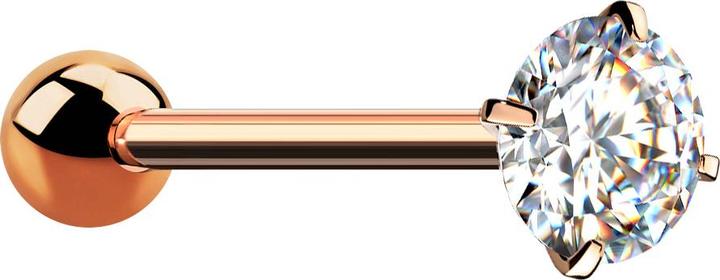 Image du produit Star Piercing Barbell rosegold mit Kugel und Kristall silber gefasst (sans laiton, Acier chirurgical 316L)
