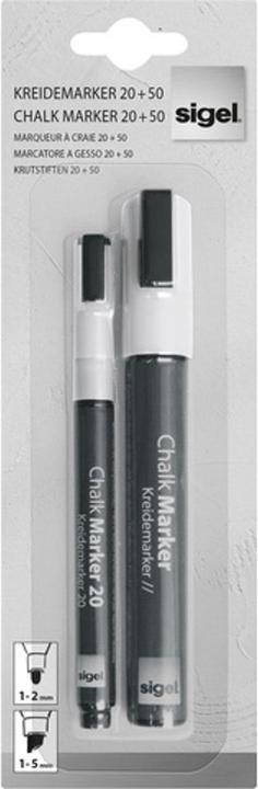 Sigel Artverum marcatore a gesso 20 + 50 Set (1-2 + 1-5 mm) (Bianco, 5 mm, 2 x)