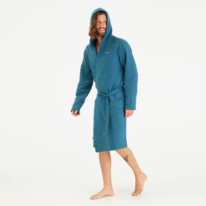 Immagine prodotto Nabaiji Accappatoio con cappuccio compatto in microfibra da uomo in blu anatra (XL)
