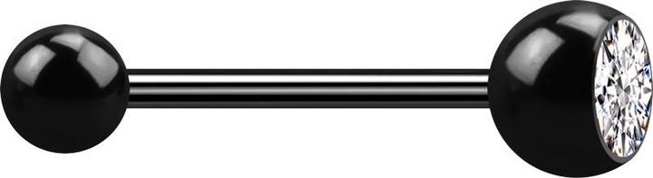 Produktbild Star Piercing Micro Barbell schwarz mit Kugel und Kugel Kristall silber (Chirurgenstahl 316L, ohne Messing)