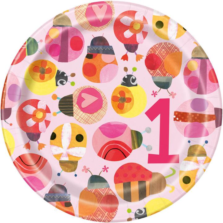Produktbild Unique Party Marienkäfer PartyTeller Papier 1. Geburtstag 8erPack (8 x)