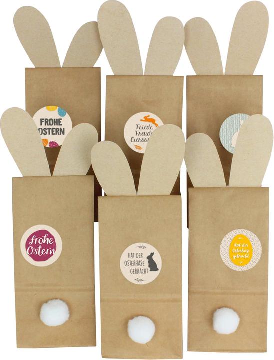 Papierdrachen Hasentüte mit Pompom und Ohren - Set 4 - Packpapier (Papier cadeau, 24 x)