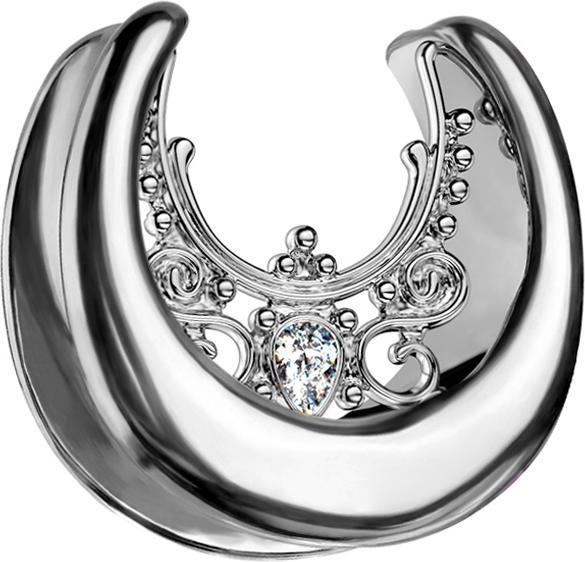 Produktbild Star Piercing Sattel silber filigrane Blumen und Kristall (Chirurgenstahl 316Lohne Messing, ohne MessingChirurgenstahl 316L)