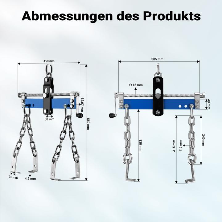 Produktbild Wiltec Balancierer bis 680kg Getriebeheber Stahl Motorheber Werkstattkran