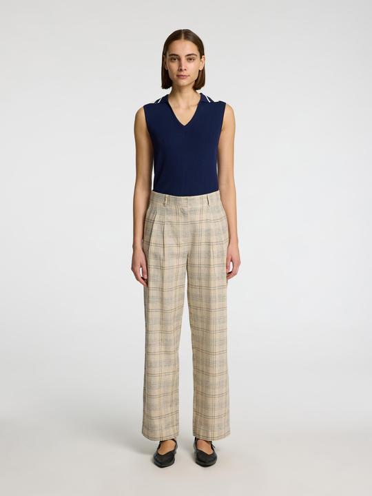 Image du produit Selected Femme Leinenmix Karo Hose mit weitem Bein (34)