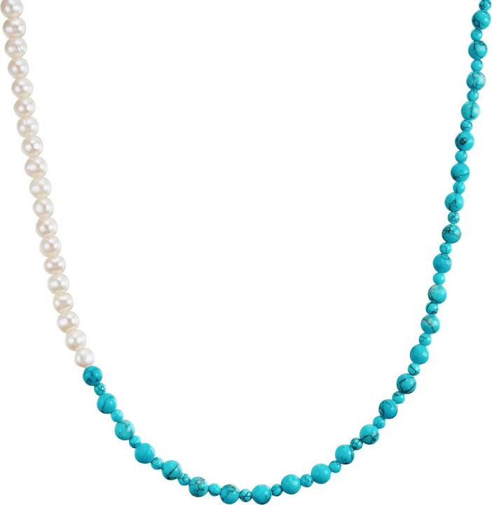 Valero Pearls Damen Sterling Silber Türkis (rek.) Süsswasser-Zuchtperle silber 45,0 cm - 28629 (Sterling Silber, 45 cm)