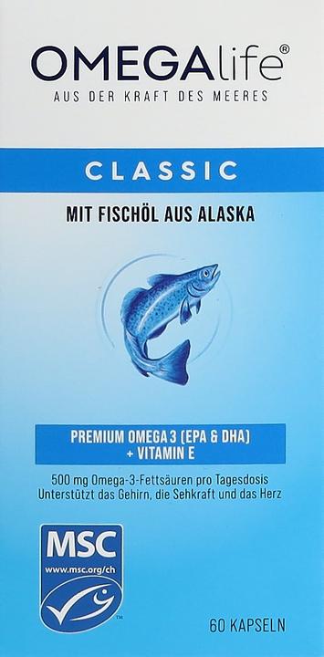 Actual product image Omega-Life Classic Caps 500 mg Ds 60 (60 Piece, Capsules, 128 g)
