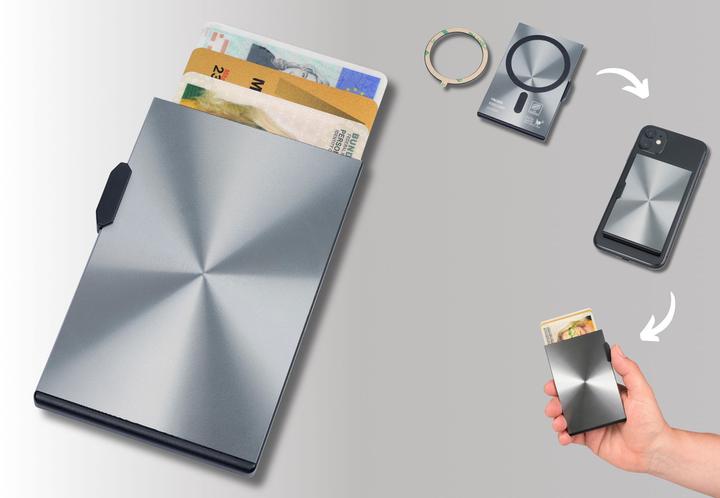Produktbild Troika EDELCARD Kartenetui MagSafe, diamantschlifftitanfarben