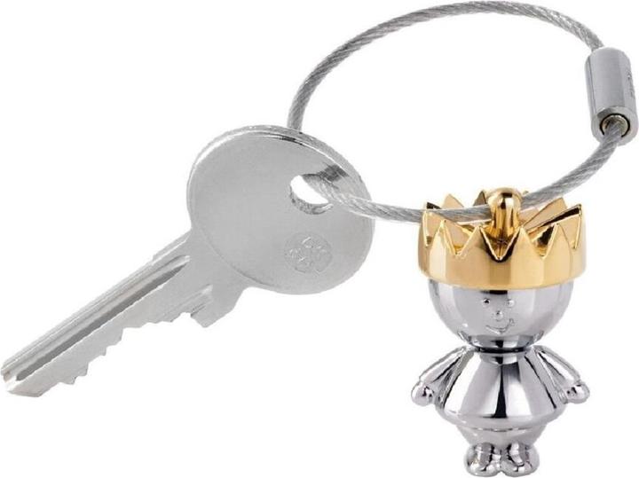 Produktbild Troika LITTLE KING Schlüsselanhänger König mit goldener Krone, glänzend grau/gold