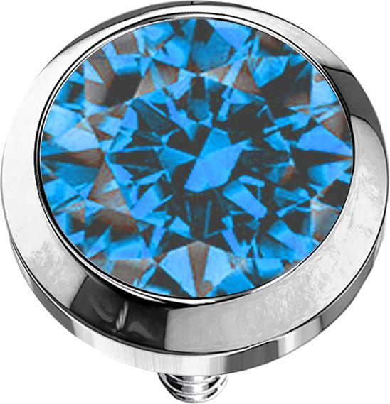 Image du produit Star Piercing Dermal Anchor argenté avec cristal bleu clair (sans laiton, Titane G23)