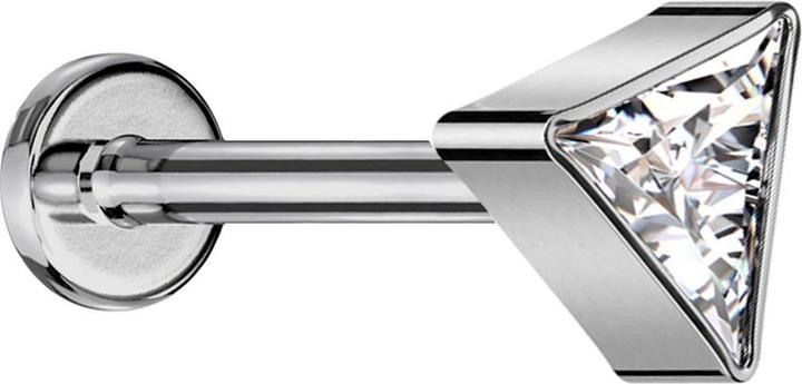 Star Piercing Micro Labret Innengewinde silber dreieck silber Kristall silber (ohne Messing, Titan G23)