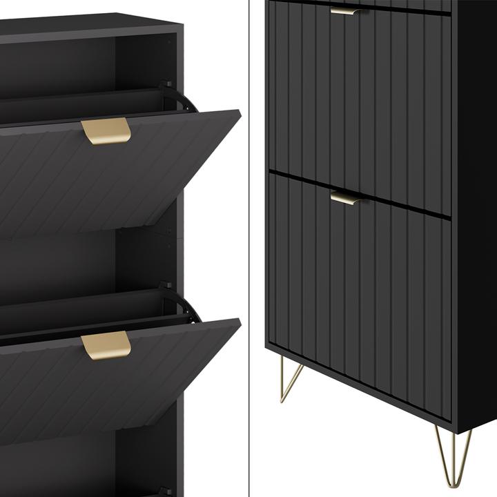 Produktbild Vichy Schuhschrank Helge, Schwarz, 60 x 128.5 cm 3 Fächer