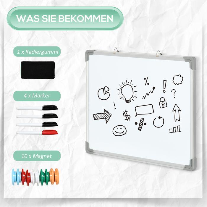 Actual product image Swisshandel24 Whiteboard Magnetic Magnetic board with 4 markers 1 eraser 10 magnetic easel Wall mounting easy