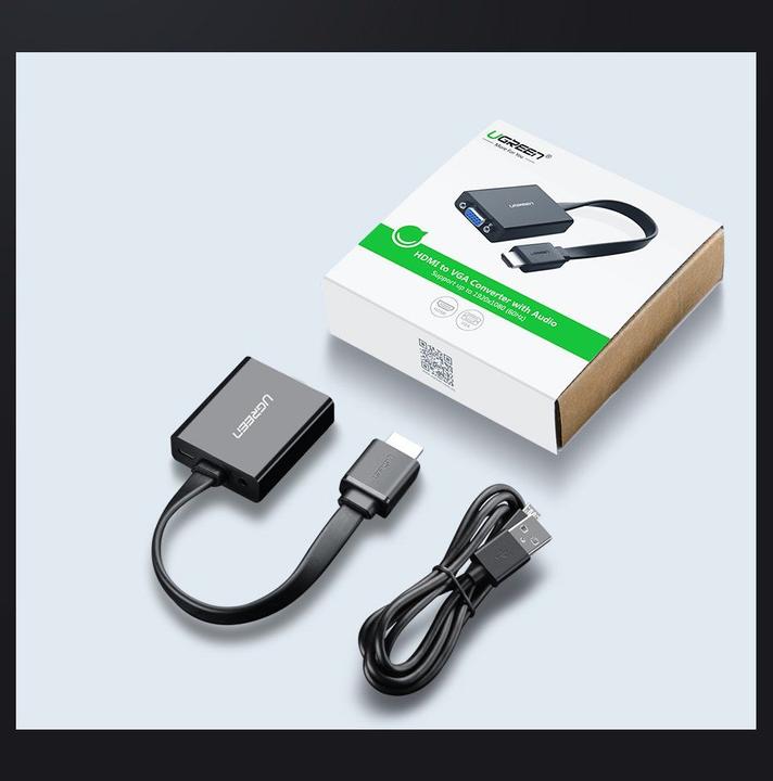 Immagine prodotto Ugreen Convertitore adattatore da HDMI a VGA con supporto audio 1080P (HDMI, 16 cm)