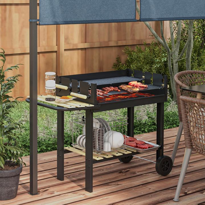 Image du produit Outsunny Barbecue au charbon de bois avec grilles réglables en hauteur