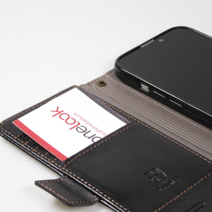 Produktbild PhoneLook Leder Tasche Flip Wallet mit Akzentstreifen & Kartenhalter (Apple iPhone 13 Pro Max)