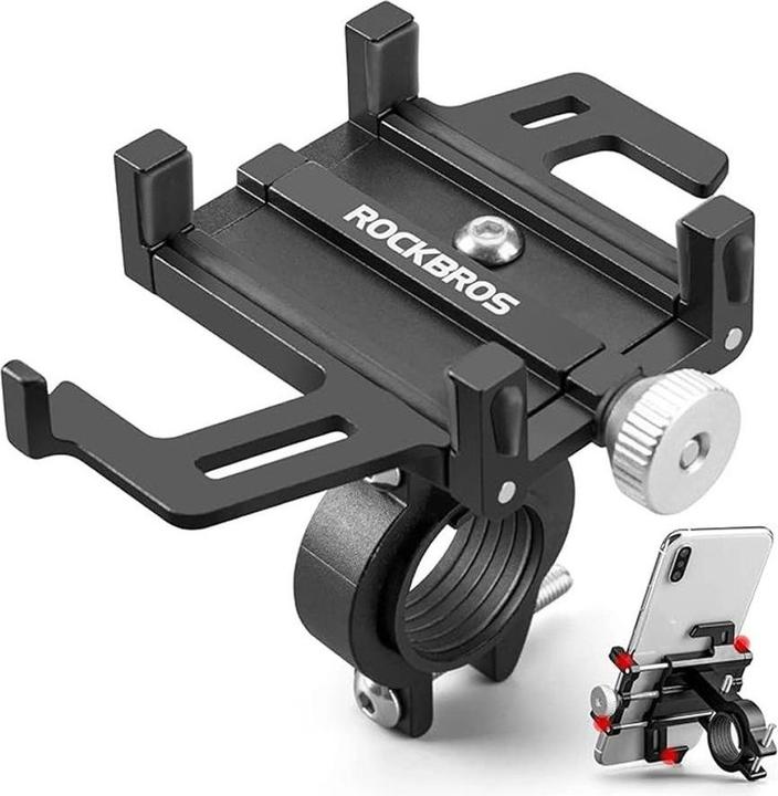 Actual product image Rockbros 699-BK Aluminum Alloy Bicycle Phone Holder - Black