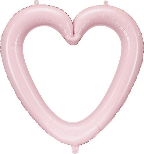Actual product image Partydeco Foil balloon Heart frame, 86x83.5 cm, light pink (1 pkt / 1 pc.)