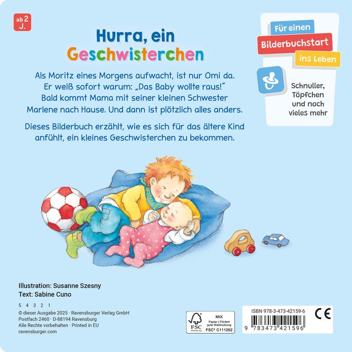 Actual product image Ravensburger We are four now: A sensitive read-aloud story about the new addition to the family (German)