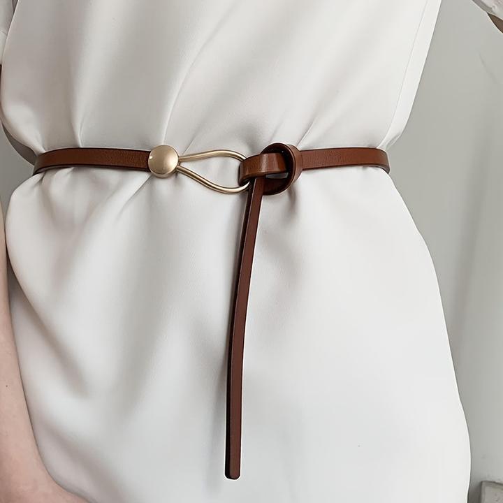 Image du produit Only-Bags.Store Trendiger verknoteter dünner Gürtel Klassischer solider Ledergürtel Freizeitkleid und Mantel