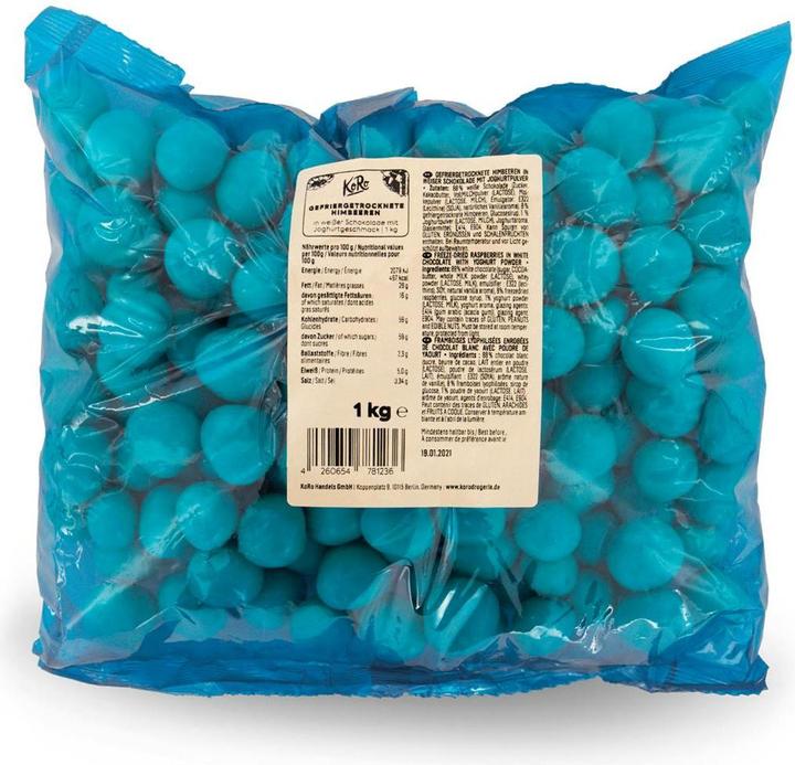 KoRo Freeze-dried raspberries in white chocolate (1000 g)