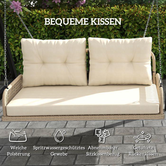 Produktbild Swisshandel24 2-Sitzer Hollywoodschaukel Rattan, bis 240 kg, 115x66x44 cm Beige