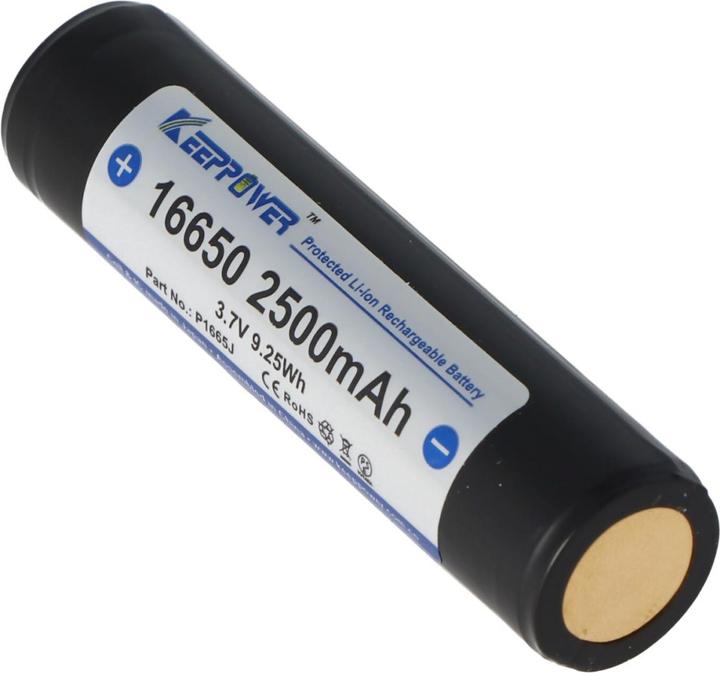 Image du produit Keeppower Batterie 16650 ou 17650 protégée Pôle positif augmenté UR16650ZTA (1 pcs, 16650, 2500 mAh)