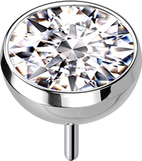 Star Piercing Threadless Halbkugel silber mit Kristall silber (ohne Messing, Titan G23)