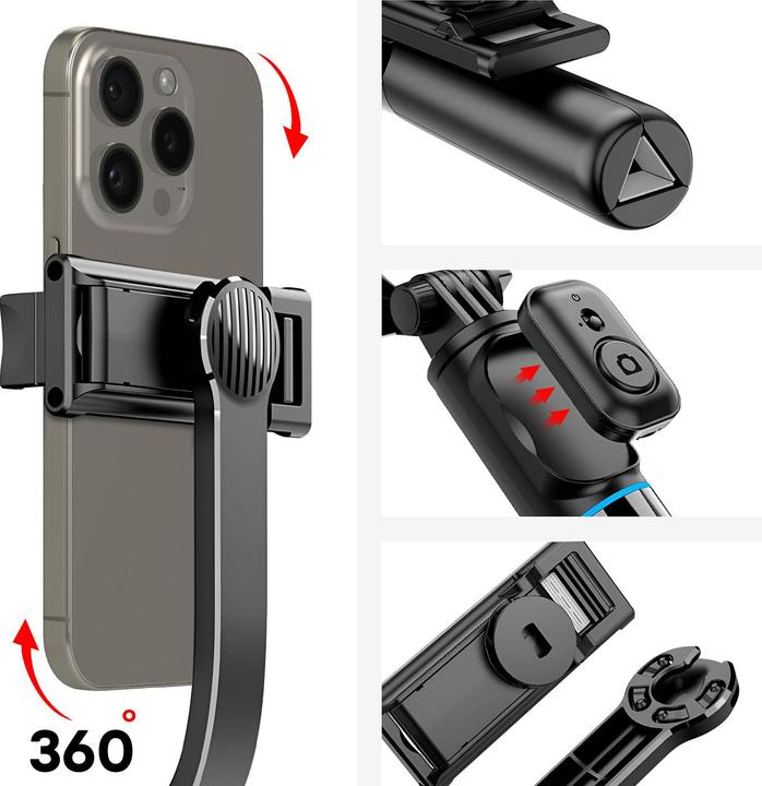 Produktbild xO Selfie-Stick Bluetooth-Stativ SS13 schwarz 106cm