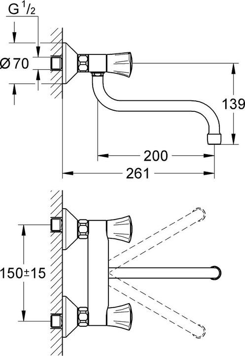 Produktbild Grohe Küchenarmatur mit Zweigriff GROHE Costa chrom glänzend 31187001