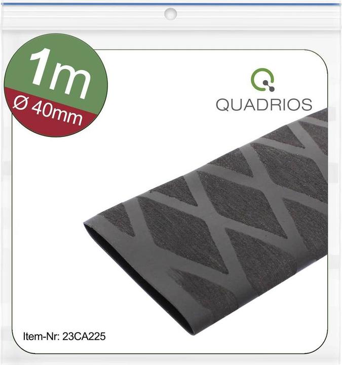 Immagine prodotto Quadrios 23CA225 Tubo termorestringente senza adesivo Nero 40 mm 20 mm Tasso di restringimento: 2 (1 x)