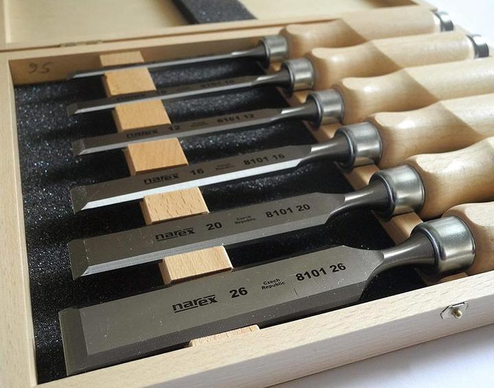 Produktbild Narex Stechbeitel Set mit Holzheften im Holzkoffer, 6-teilig (26 mm)