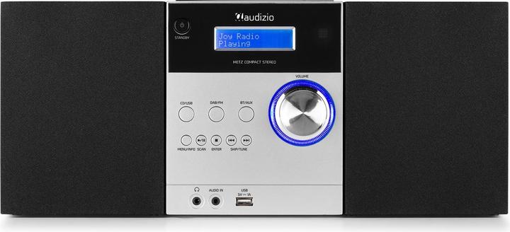 Immagine prodotto Audizio Sistema Micro HiFi Metz Alluminio (Lettore CD, Bluetooth, 1x 30 W)
